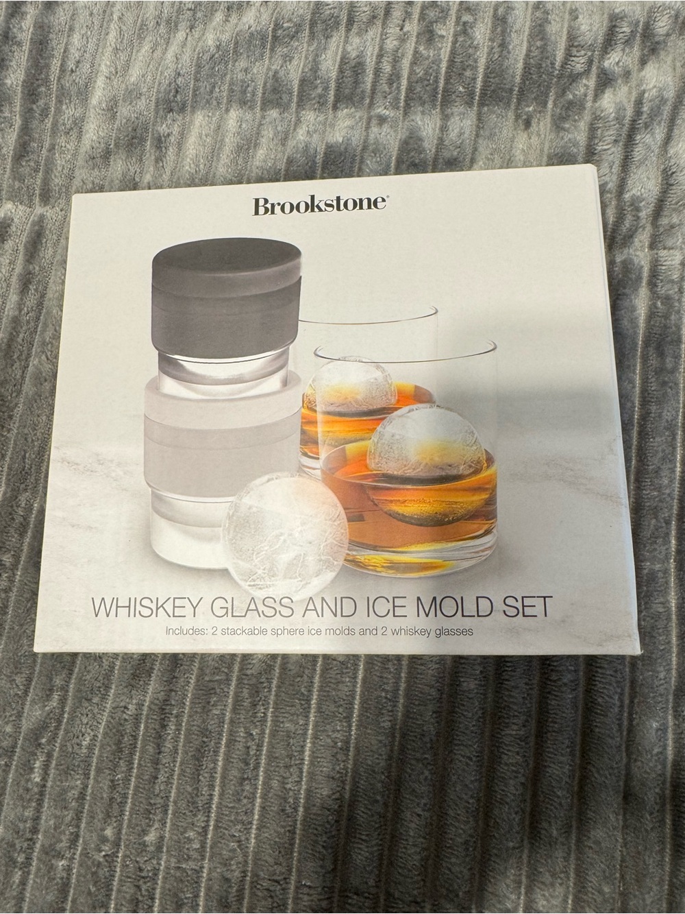 Brookstone Clear Glasses with Black Sphere Ice Mold Set